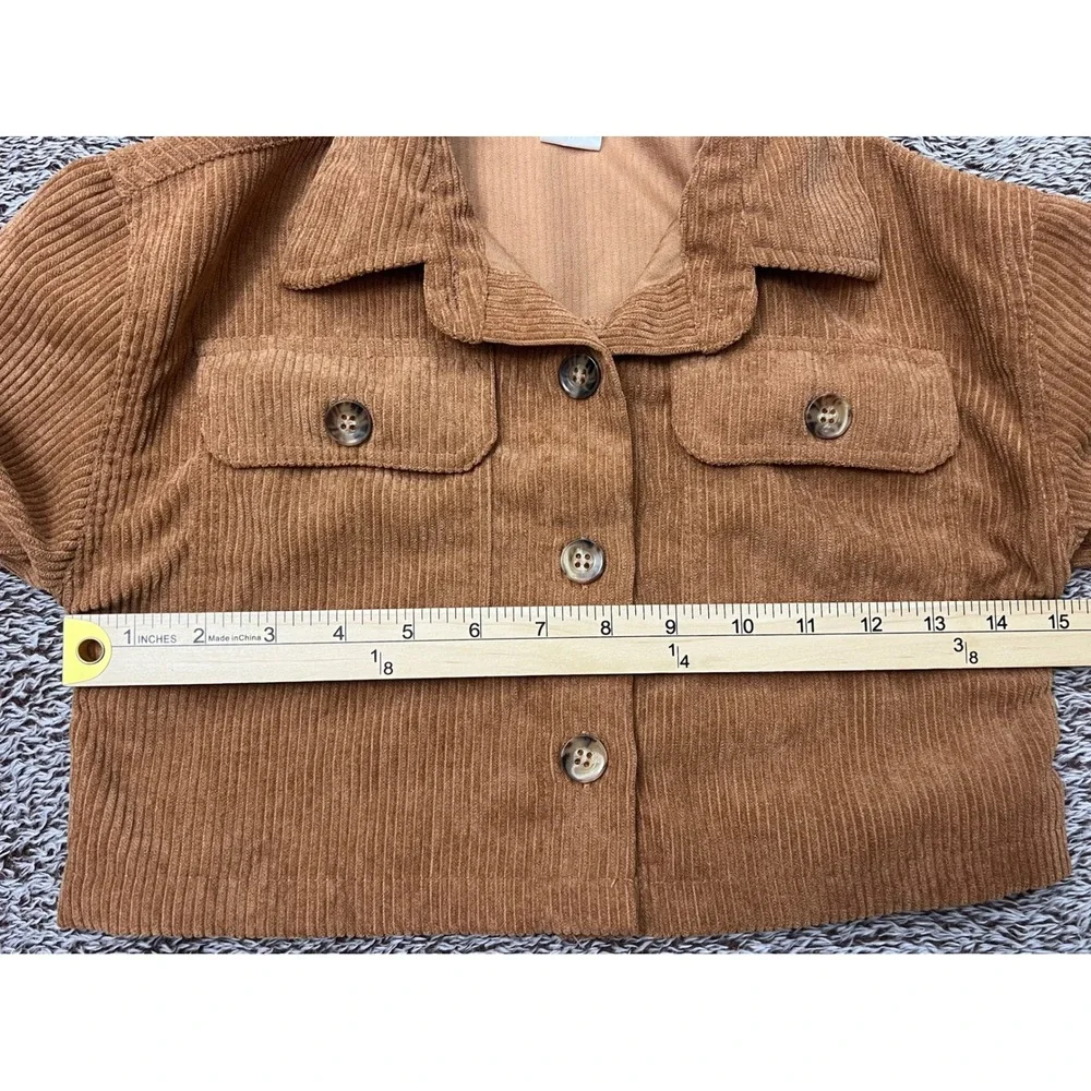 Love Squared Girls Size 7 Brown Corduroy Cropped Jacket Button Front Pockets
